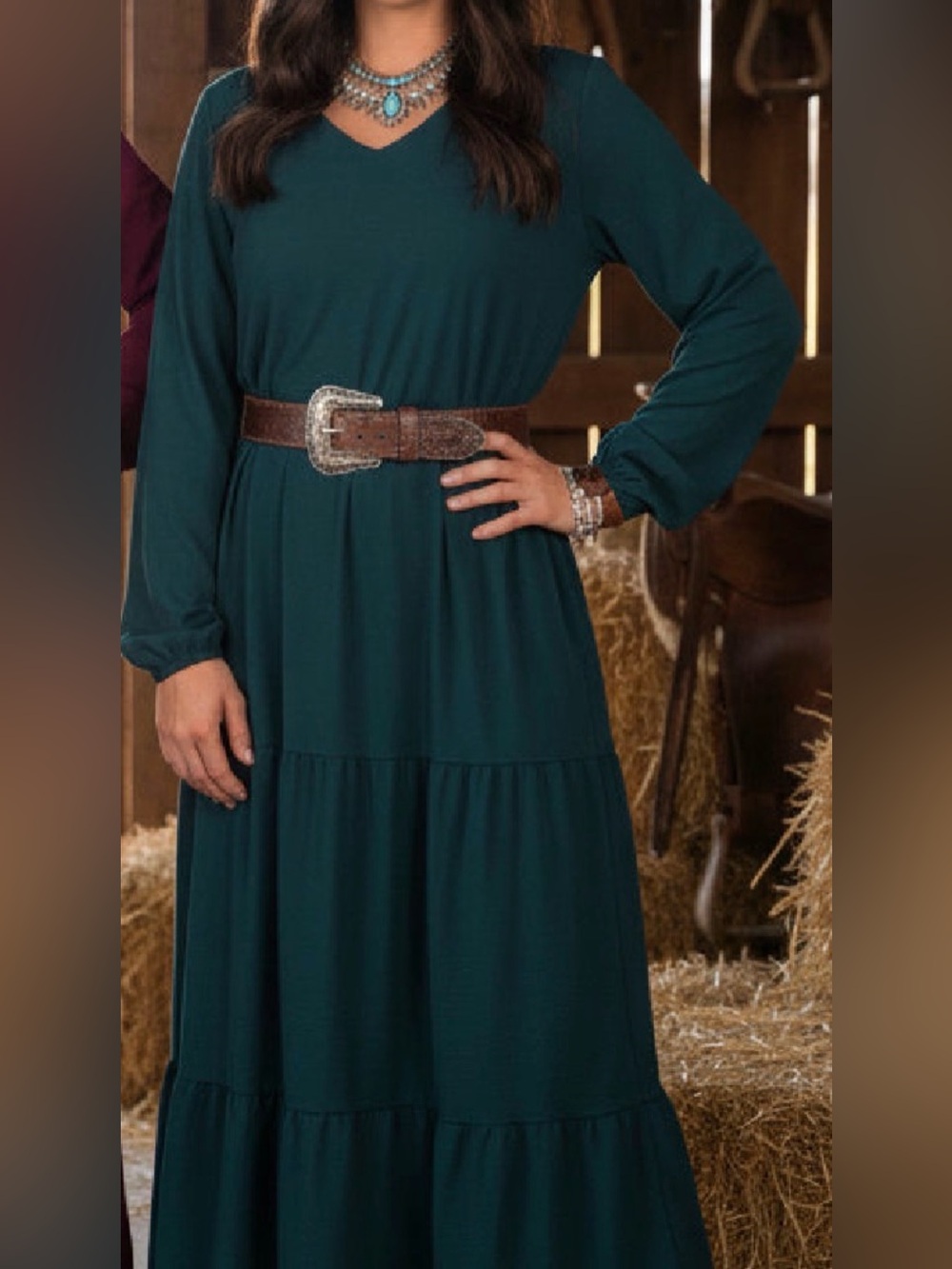 DEEP GREEN 3-TIERED MAXI DRESS | XL | BOHO • WESTERN • HOLIDAY